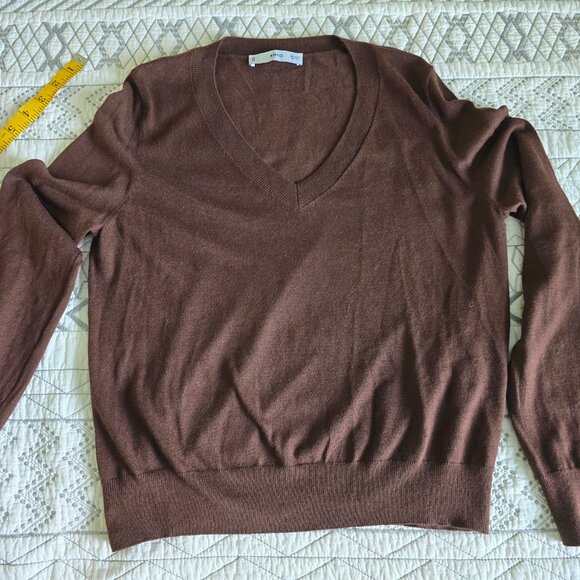Mango V-Neck Classic Sweater Brown Size S NWOT - Picture 1 of 6